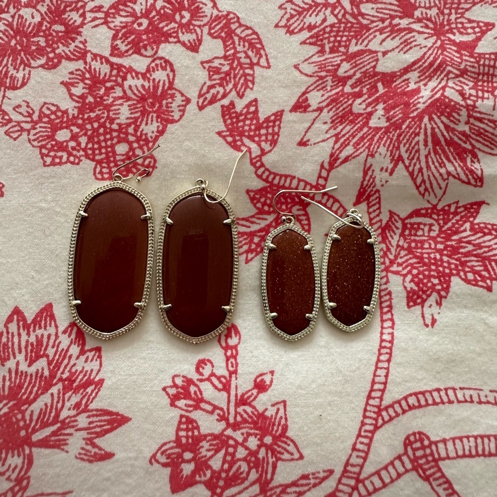 Kendra Scott Staple Drop earring 2 size BUNDLE - Rust/Burnt Orange